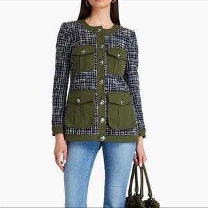 Veronica Beard Green and Black Tweed Jacket